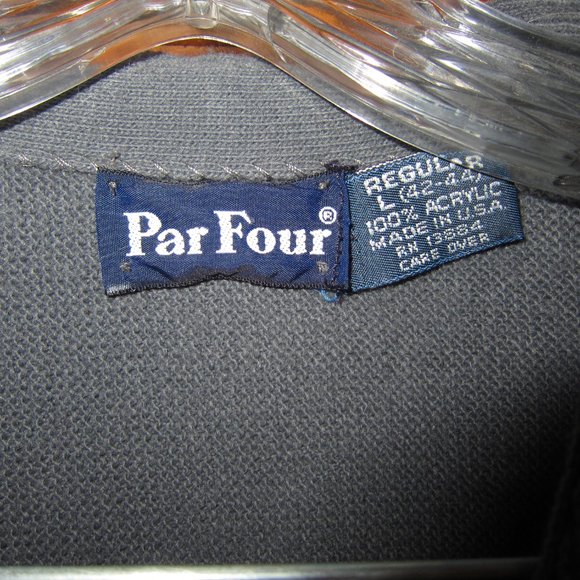 Par Four Cardigan Grampa Sweater Gray Men's Large 42-44 USA Made Vintage - Picture 5 of 9
